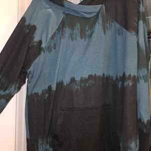 LuLaRoe Black and Blue Tie-Dye Hoodie